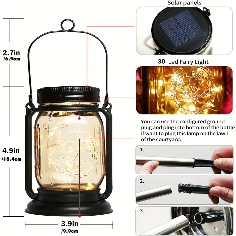 Vintage Mason Jar Solar Light Set