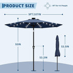 Illuminating Navy Blue Solar Powered Patio Umbrella