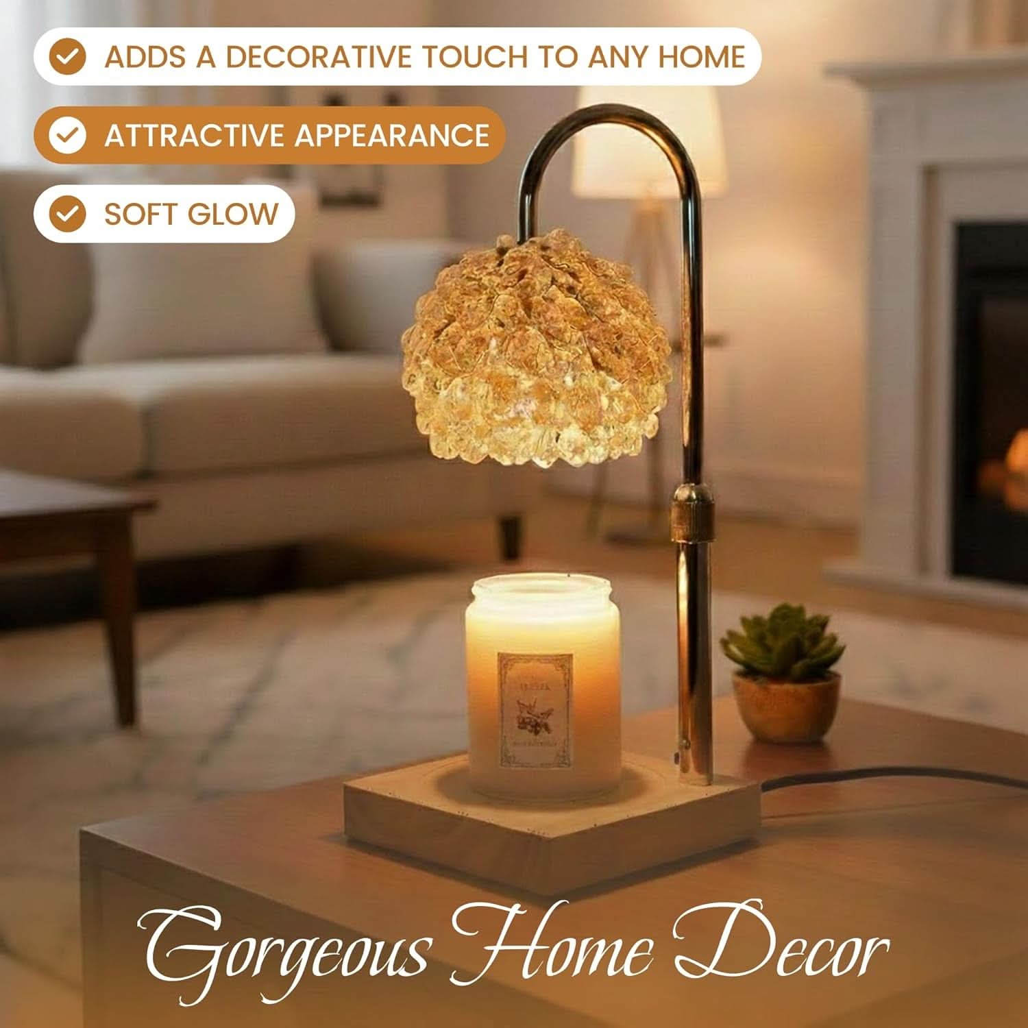 Crystal Candle Warmer Lamp | Fully Adjustable With Timer