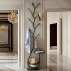 Freestanding Metal Coat Rack with Branch Hooks