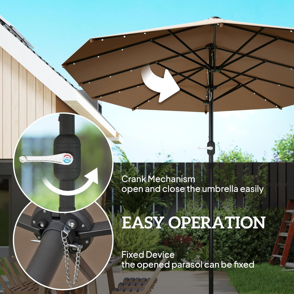 Double Sided Outdoor Umbrella With Lighting