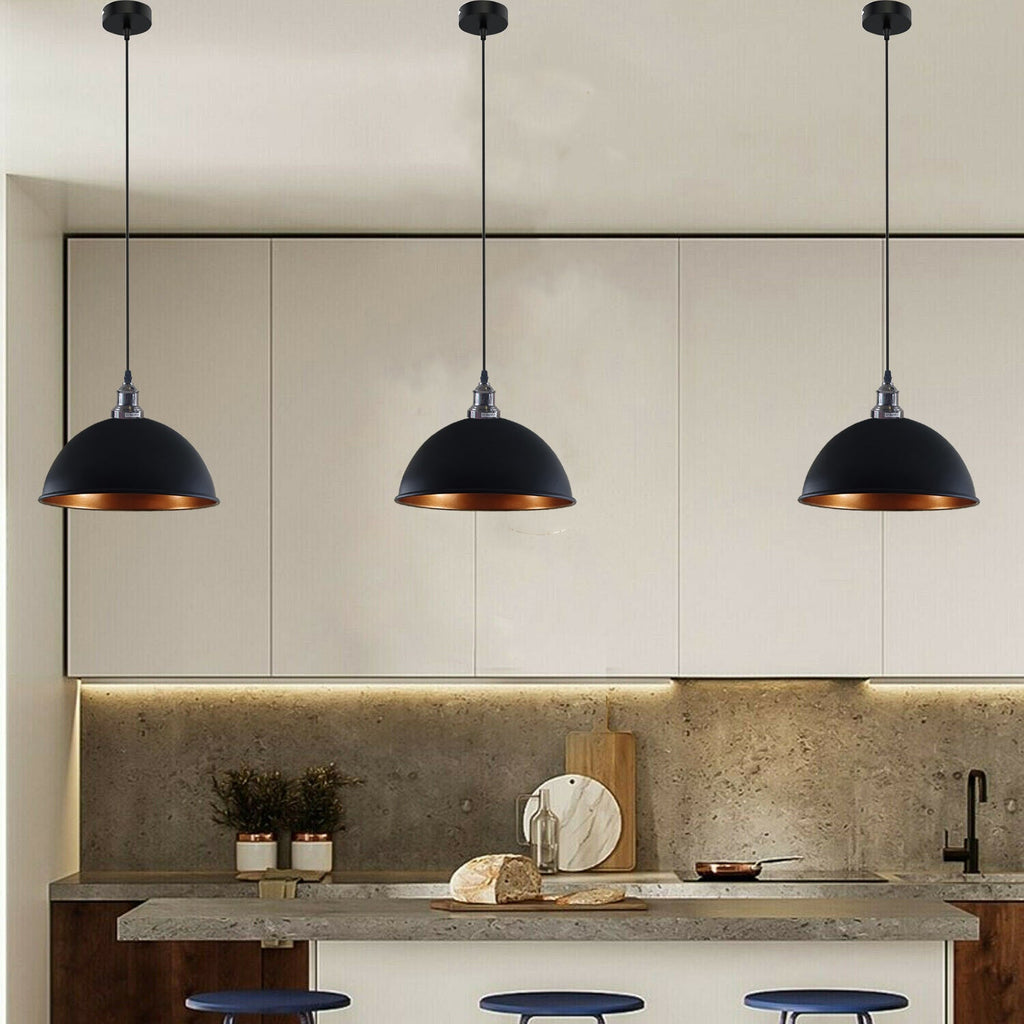 Industrial Black and Brass Pendant Light