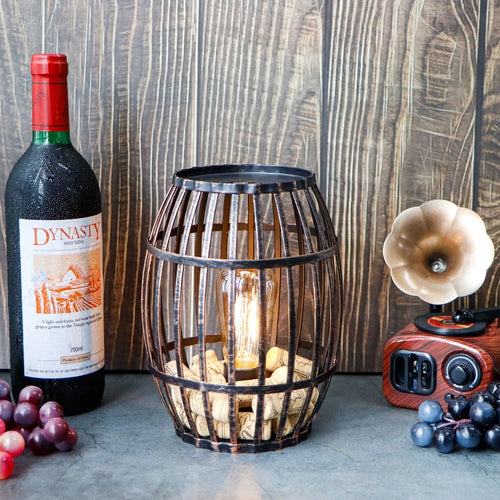 Brushed Gold Metal Wine Barrel Lamp