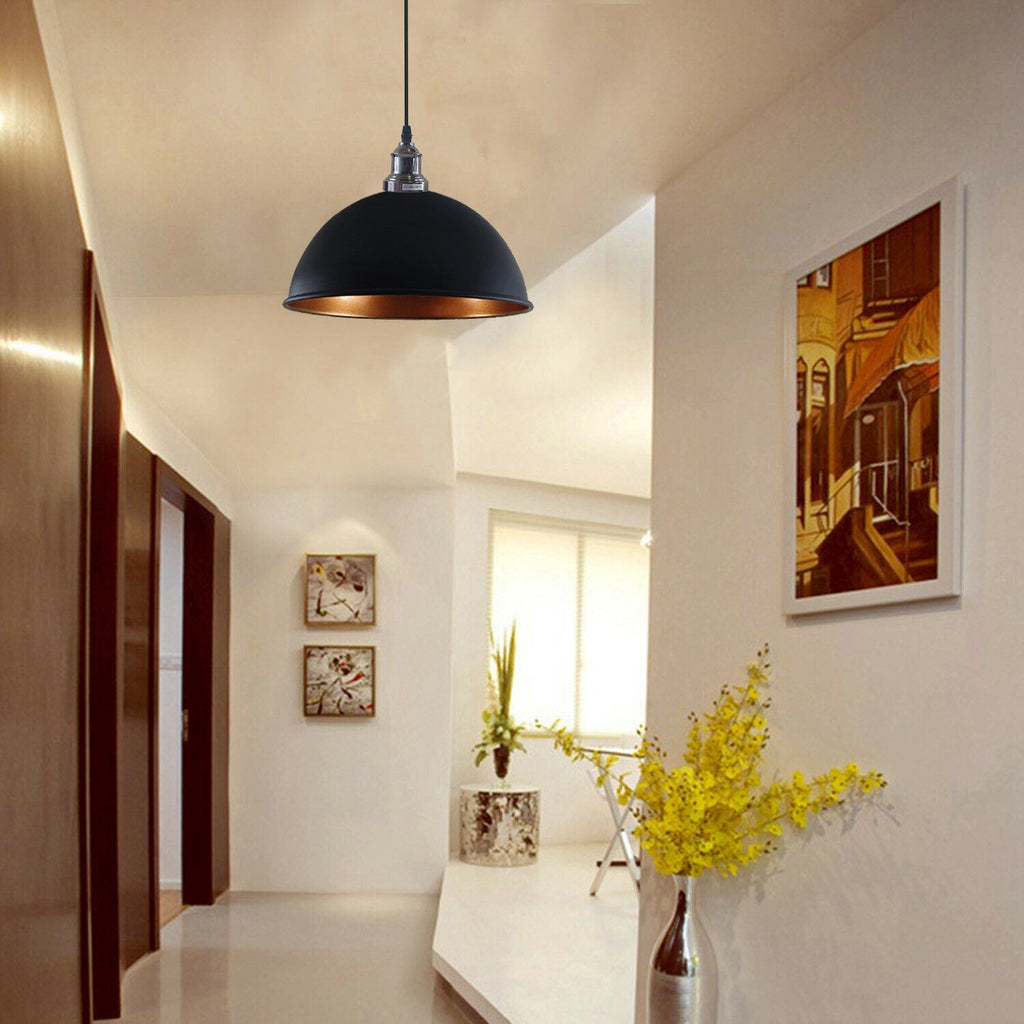 Industrial Black and Brass Pendant Light