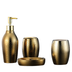 4 Pieces Golden Ceramic Bathroom Set