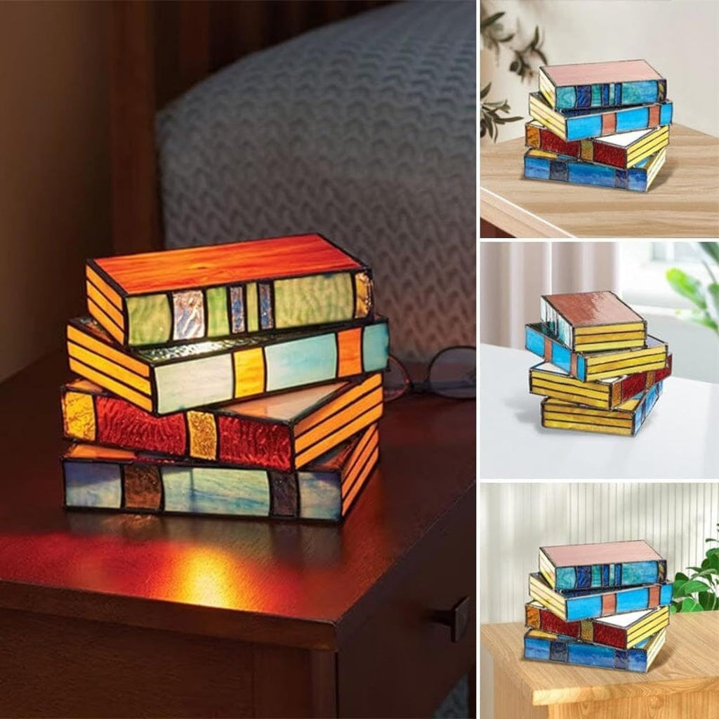 Stained Glass Book Lamp | Handcrafted Art Lighting