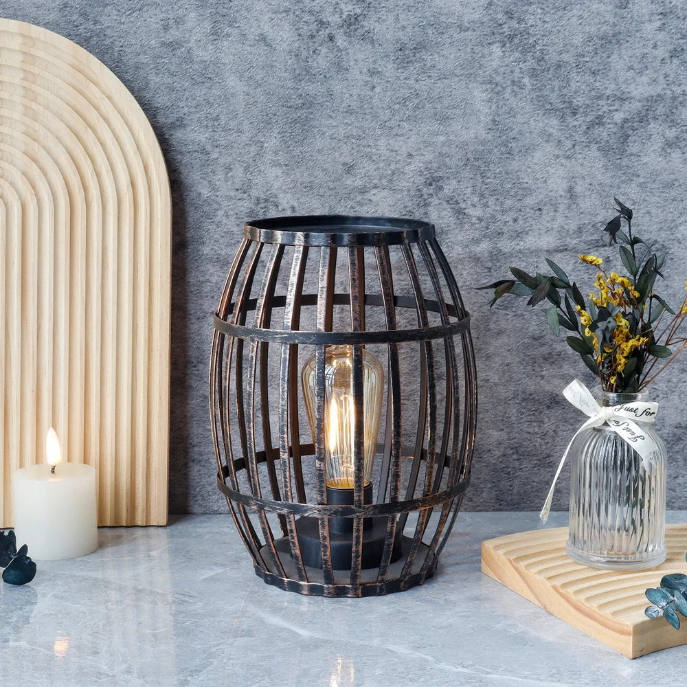 Brushed Gold Metal Wine Barrel Lamp