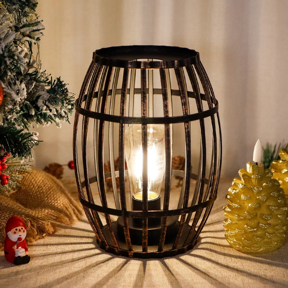 Brushed Gold Metal Wine Barrel Lamp
