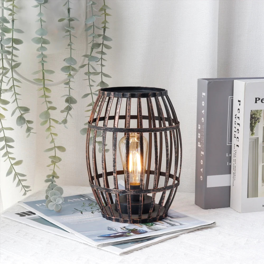Brushed Gold Metal Wine Barrel Lamp