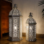 White Metal Lantern Set