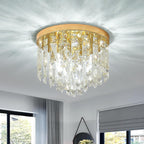 Compact Crystal Chandelier French Gold Ceiling Fixture