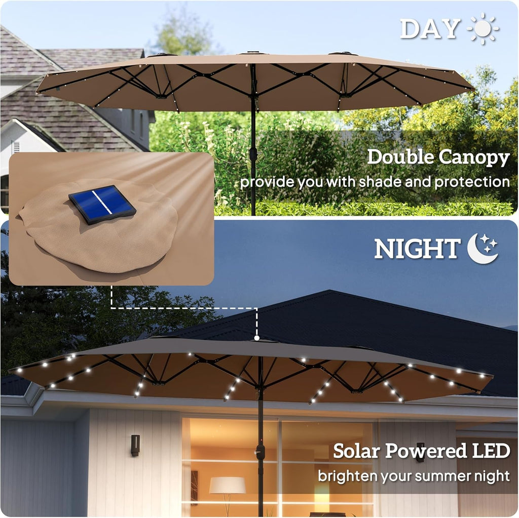 Double Sided Outdoor Umbrella With Lighting