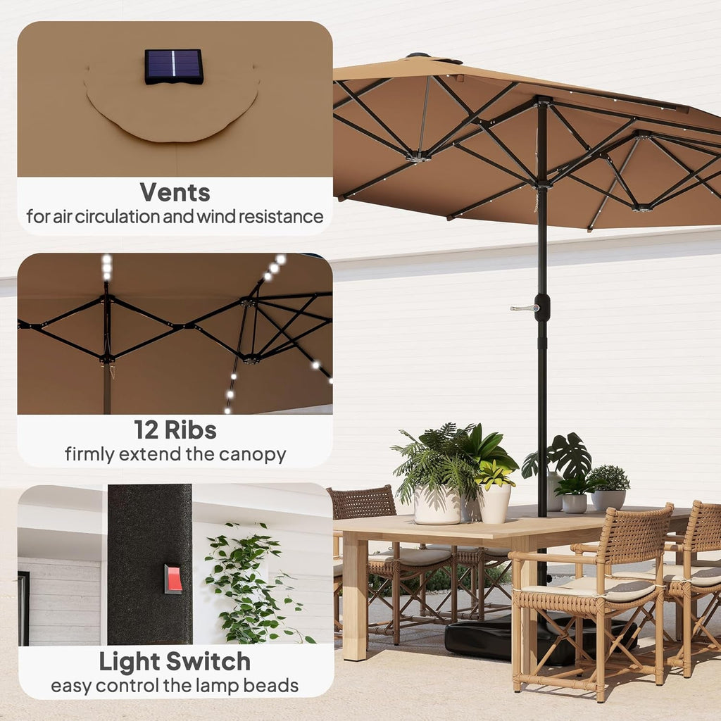 Double Sided Outdoor Umbrella With Lighting