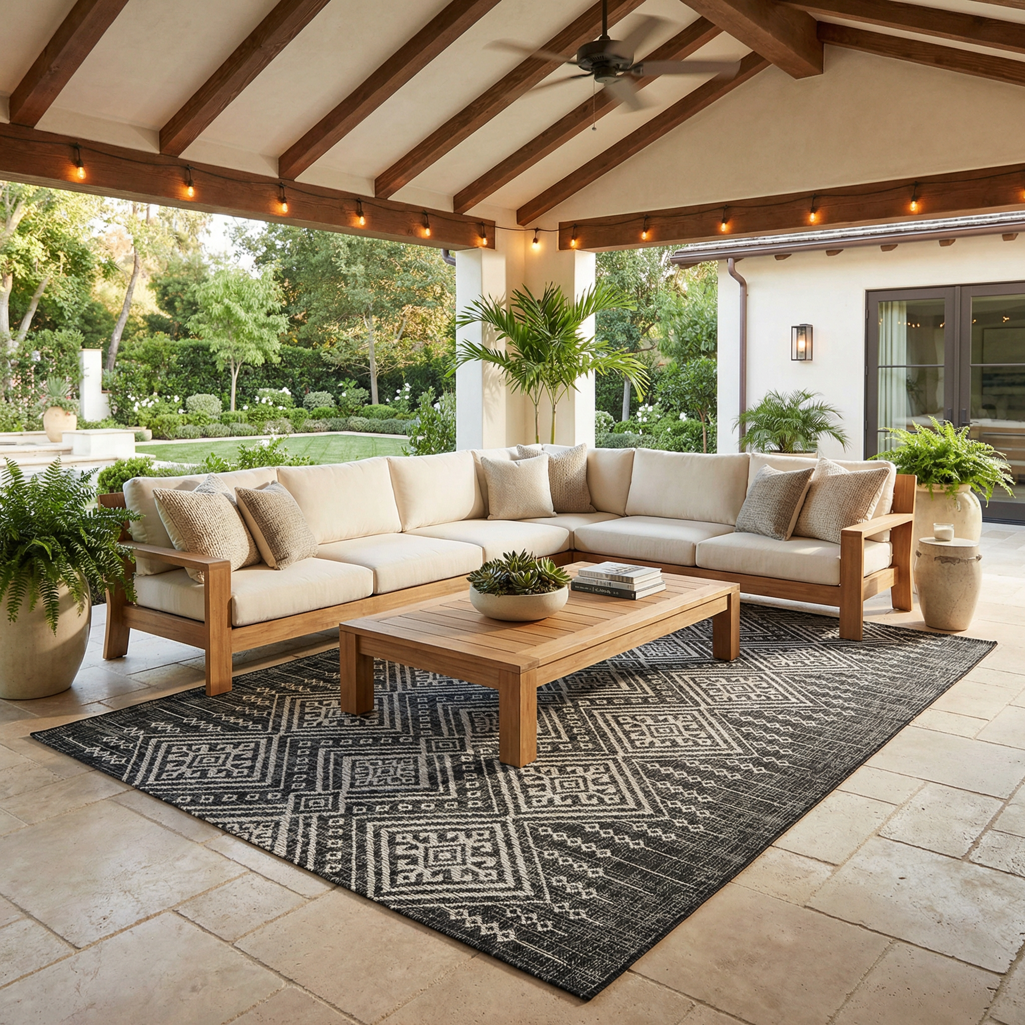 Frankville Black & White Outdoor Rug